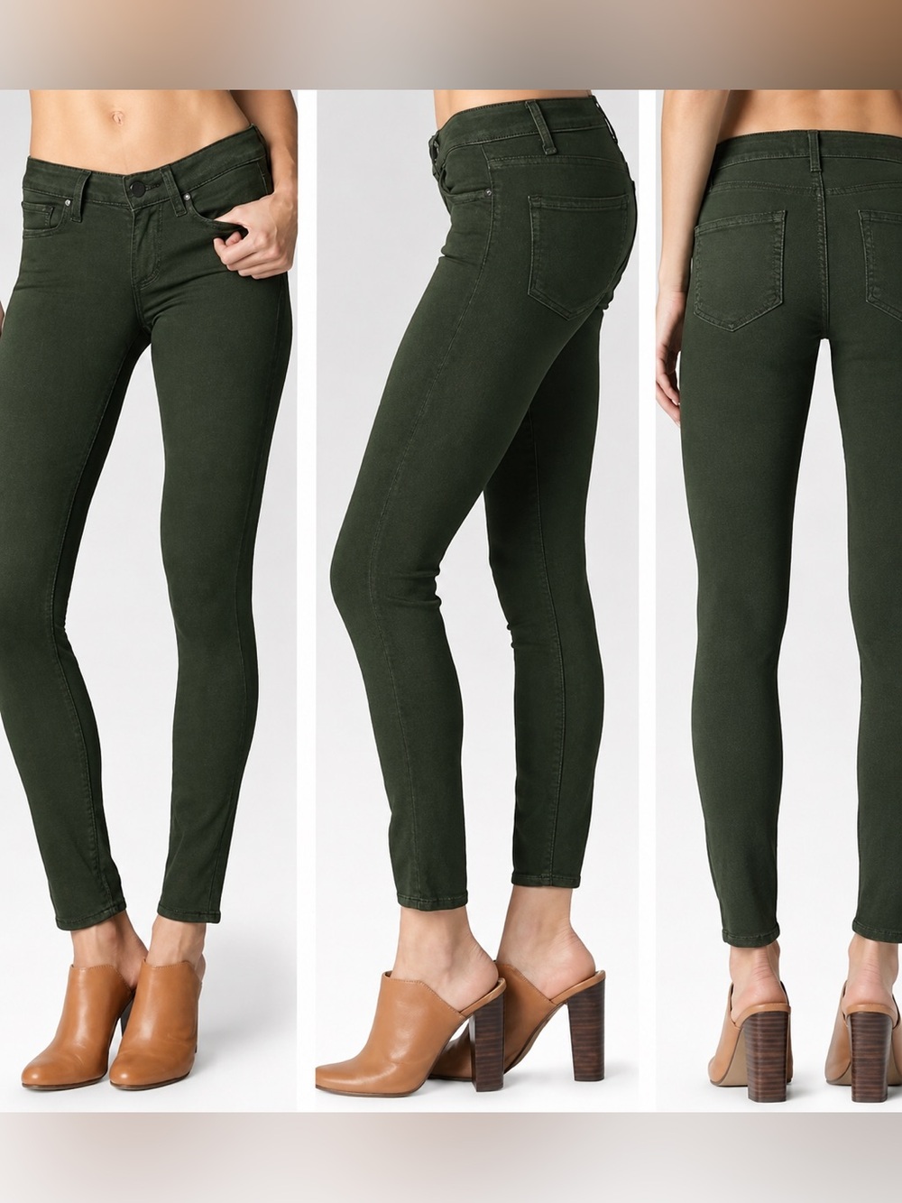 PAIGE Skinny Jeans Mid Rise - Hoxton Ankle Green Denim MSRP $229